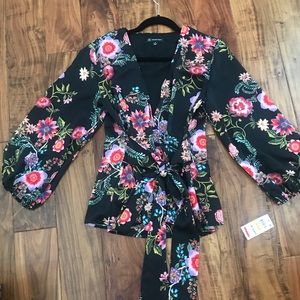 INC Medium Wrap tie Blouse